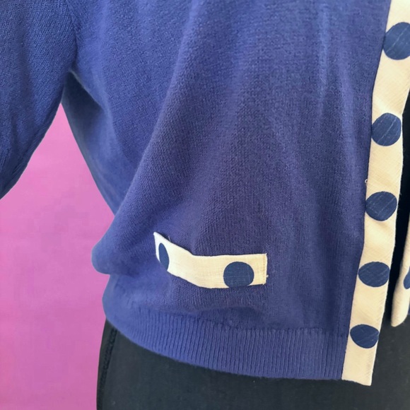 Vintage Deadstock NWT 1960’s Blue & White Short-Sleeve Mod Bolero Cardigan AS IS - Picture 4 of 10